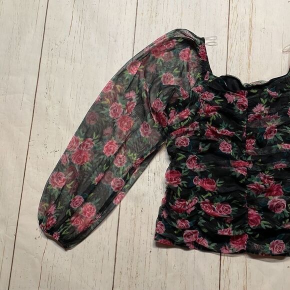 Art Class Girls Long Sleeve Sheer flowered blouse size 10-12 - Picture 2 of 8